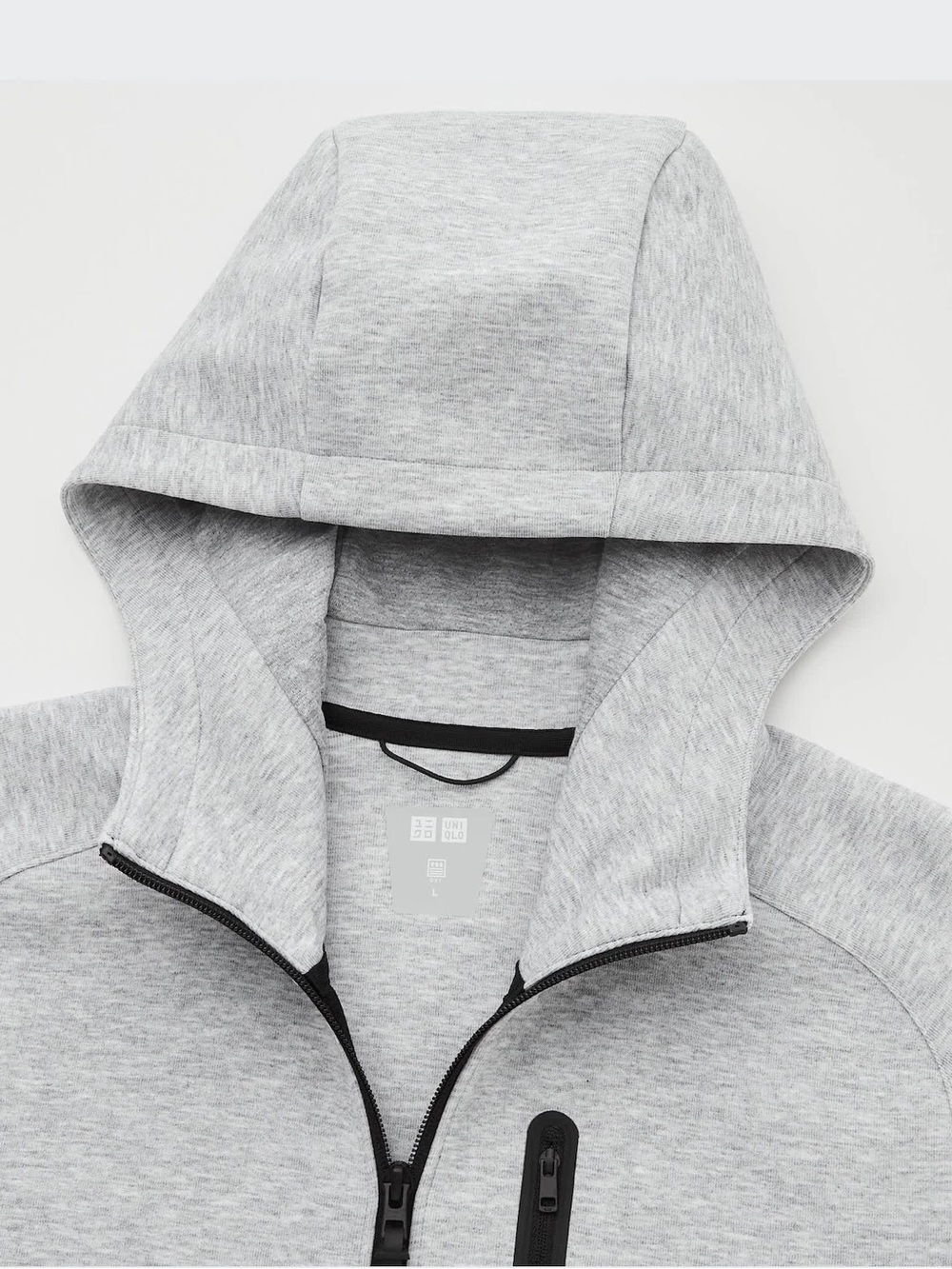 Uniqlo Men's Heather Light Gray Zip-Up Hooded Sweater